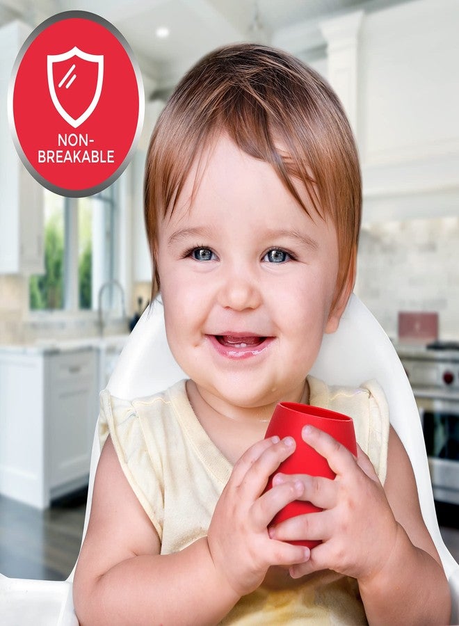 SPERRIC Silicone Baby Cup - Toddler Training Cup - Open Cup for Baby Led Weaning 2 Pack of No Spill Sippy Baby Cups - Soft & Gentle on Gums BPA Free Silicone Baby Cups (Red) - Image 4